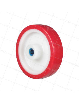 ROUE BI MATIERE NYLON POLYURETHANE DIAMETRE 150 MM CHARGE 200 KG ROULEMENT A ROULEAUX INOX 20 MM - S2450BP 150/40 LM60 RR INOX 20 • Caujolle