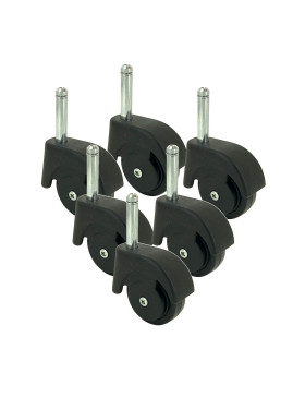 LOT DE 5 ROULETTES D’AMEUBLEMENT NOIRE PIVOTANTE À TIGE LISSE DIAMÈTRE 50 - S47TL