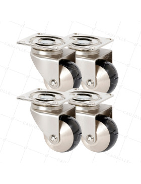 LOT DE 4 ROULETTES SPHERIQUE A PIVOTEMENT FACILE DIAMÈTRE 50 MM - CHUNKY 50P • Caujolle