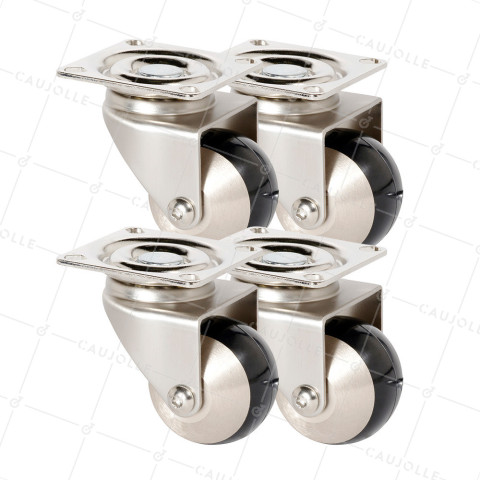 LOT DE 4 ROULETTES SPHERIQUE A PIVOTEMENT FACILE DIAMÈTRE 50 MM - CHUNKY 50P • Caujolle