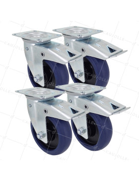 LOT DE 4 ROULETTES POUR CHARIOT A RETOUR DIRECTIONNEL AUTOMATIQUE DIAMÈTRE 125 MM - S2NS 125 AF RB STAB • Caujolle