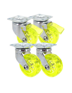 LOT DE 4 ROULETTES DESIGN TRANSPARENTE JAUNE DIAMÈTRE 50 MM