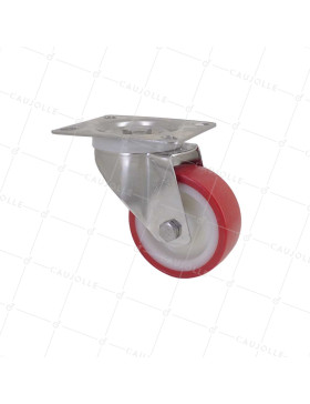 Castor INOX 316L WITH Tread NYLON/POLYURETHANE SWIVEL DIAMETER 80 MM LOAD 150 KG - INOX 316L PIV 80NP • Caujolle