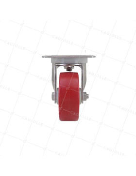 ROULETTE INOX 316L AVEC BANDAGE NYLON/POLYURÉTHANE PIVOTANTE DIAMÈTRE 80 MM CHARGE 150 KG - INOX 316L PIV 80NP
