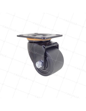 Castor EXTRA LOW SWIVEL NYLON FIBER DIAMETER 75 MM LOAD 600 KG - BLACK SURB XTREM 75 P • Caujolle