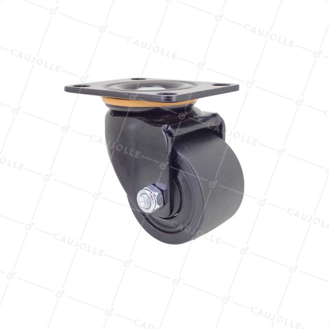 ROULETTE PIVOTANTE EXTRA BASSE EN NYLON FIBRÉ DIAMÈTRE 75 MM CHARGE 600 KG - BLACK SURB XTREM 75 P • Caujolle