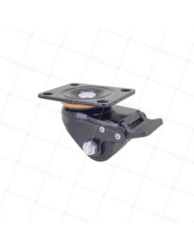 ROULETTE PIVOTANTE À FREIN EXTRA BASSE EN NYLON FIBRÉ DIAMÈTRE 50 MM CHARGE 400 KG - BLACK SURB XTREM 50 PAF • Caujolle