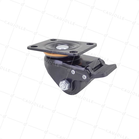 ROULETTE PIVOTANTE À FREIN EXTRA BASSE EN NYLON FIBRÉ DIAMÈTRE 50 MM CHARGE 400 KG - BLACK SURB XTREM 50 PAF • Caujolle