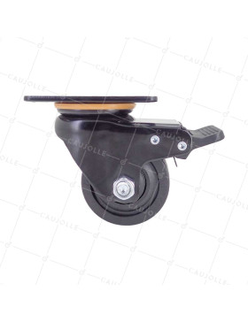 ROULETTE PIVOTANTE À FREIN EXTRA BASSE EN NYLON FIBRÉ DIAMÈTRE 75 MM CHARGE 600 KG - BLACK SURB XTREM 75 PAF