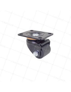 ROULETTE PIVOTANTE EXTRA BASSE EN NYLON FIBRÉ DIAMÈTRE 50 MM CHARGE 400 KG - BLACK SURB XTREM 50 P • Caujolle