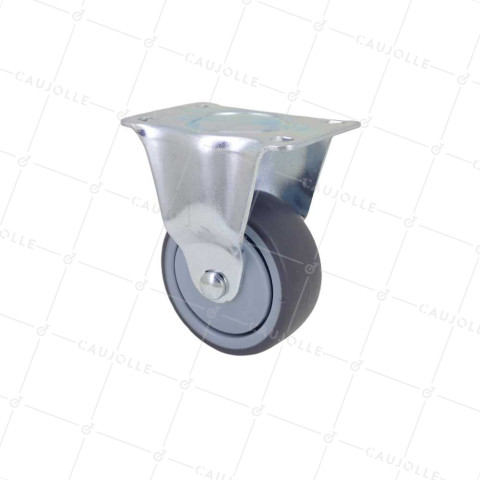 Castor FIXED WITH FLEXIBLE RUBBER, WEAR-RESISTANT AND NON-STAINING DIAMETER 80MM LOAD 100 KG - S15.F 80 • Caujolle