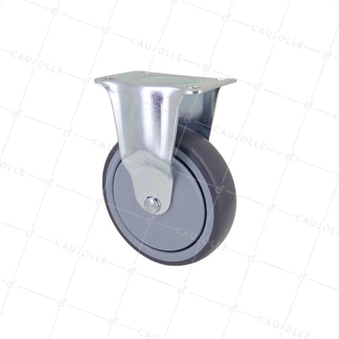 Castor FIXED SOFT RUBBER WEAR-RESISTANT AND NON-STAINING DIAMETER 125MM LOAD 150 KG - S15.F 125 • Caujolle
