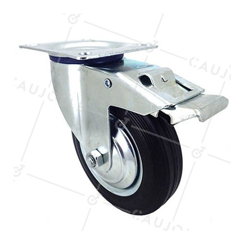 Roulette Pivotante 160 Mm - Charge 405 Kg - Polypropylène Avec Bande De Roulement Caoutchouc Plein - Pour Chariots Et Matériel Lourd