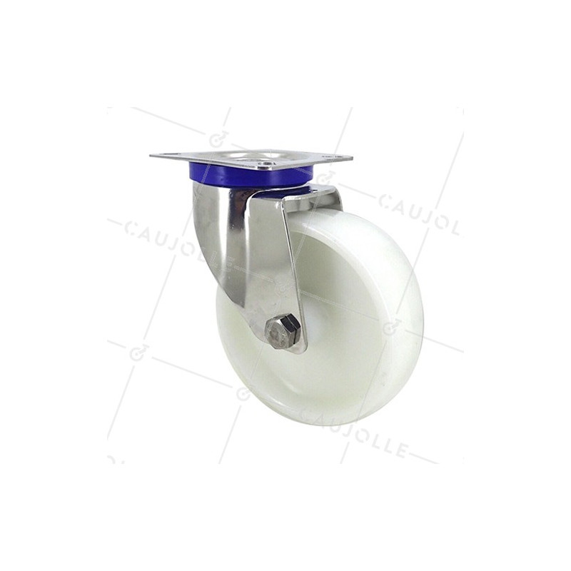ROULETTE INOX EN NYLON PIVOTANTE DIAMÈTRE 125 MM CHARGE 150 KG