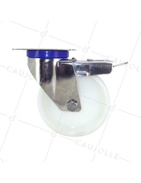 ROULETTE INOX EN NYLON PIVOTANTE A FREIN DIAMÈTRE 125 MM CHARGE 150 KG