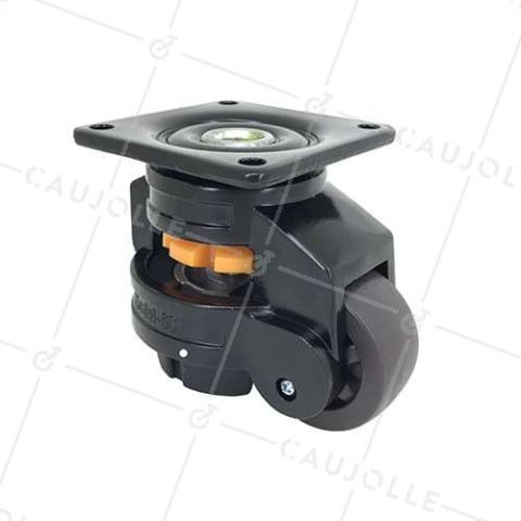 ROTATING CASTOR CONVERTIBLE TO FIXED LEG ANTI-VIBRATION DIAMETER 50 MM LOAD 250 KG - STABILIZER 50 • Caujolle