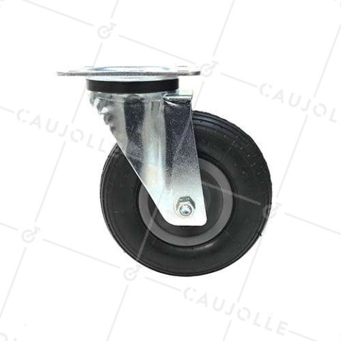 Roulette Pivotante Gonflable HTR - Diamètre 200mm, Charge Max 75kg - Idéale Pour Brouettes, Chariots