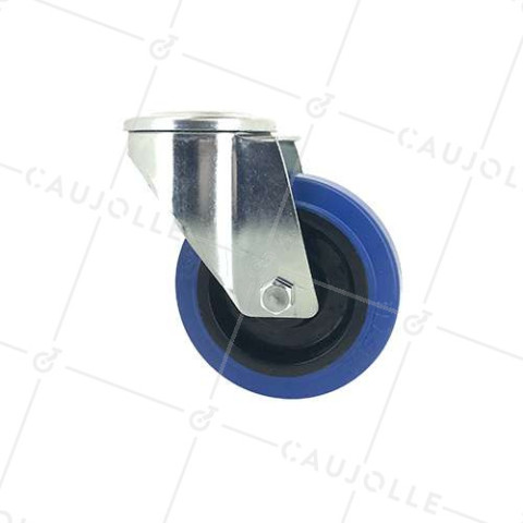 Roulette Fixe Caoutchouc Bleu - Diamètre 100mm, Charge Max 150kg, Pour Meuble Ou Chariot