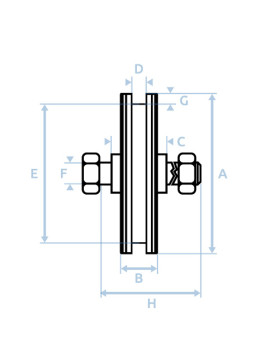 WIDE GATE WHEEL WITH SQUARE GROOVE DIAMETER 160 MM FOR SQUARE RAIL OF 20 MM LOAD 1.6T AXLE 16 MM - GAGC160L