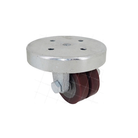 ROULETTE PIVOTANTE EXTRA-BASSE EN FONTE ET POLYURETHANE FORTE CHARGE DIAMÈTRE 50 MM HAUTEUR 64 MM CHARGE 160 KG - SURB 50 FONTE PU • Caujolle