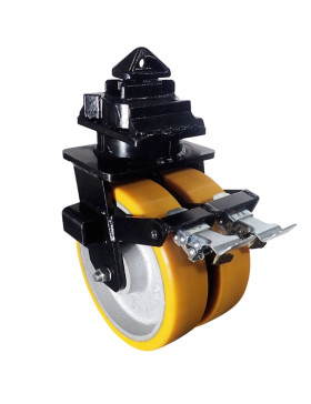 Castor OF CONTAINER DIAMETER 305 MM LOAD 2650 KG - DOUBLE Wheel ORANGE PU