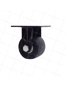 ROULETTE FIXE EXTRA BASSE EN NYLON FIBRÉ FORTE CHARGE DIAMÈTRE 75 MM CHARGE 400 KG - BLACK SURB 75 FIXE • Caujolle