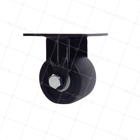 ROULETTE FIXE EXTRA BASSE EN NYLON FIBRÉ FORTE CHARGE DIAMÈTRE 75 MM CHARGE 400 KG - BLACK SURB 75 FIXE • Caujolle