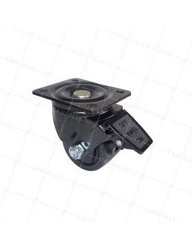 ROULETTE PIVOTANTE EXTRA BASSE EN NYLON FIBRÉ FORTE CHARGE DIAMÈTRE 75 MM CHARGE 400 KG - BLACK SURB 75PAF • Caujolle