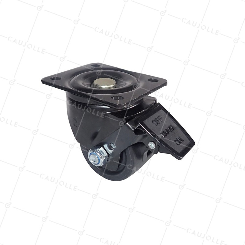 ROULETTE PIVOTANTE EXTRA BASSE EN NYLON FIBRÉ FORTE CHARGE DIAMÈTRE 75 MM CHARGE 600 KG - BLACK SURB 75PAF