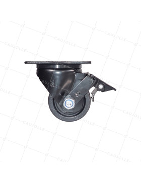 ROULETTE PIVOTANTE EXTRA BASSE EN NYLON FIBRÉ FORTE CHARGE DIAMÈTRE 75 MM CHARGE 600 KG - BLACK SURB 75PAF