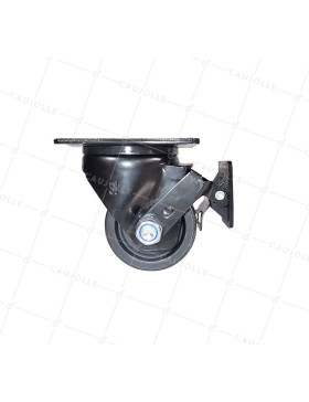 ROULETTE PIVOTANTE EXTRA BASSE EN NYLON FIBRÉ FORTE CHARGE DIAMÈTRE 75 MM CHARGE 600 KG - BLACK SURB 75PAF