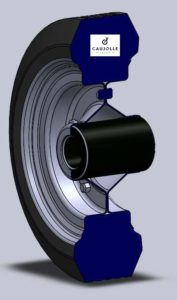 Coupe en 3D d'une roue montrant un moyeu lisse