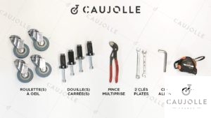 Les outils nécessaires pour fixer une roulette dans un tube carré