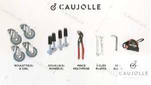 Les outils nécessaires pour fixer une roulette dans un tube rond